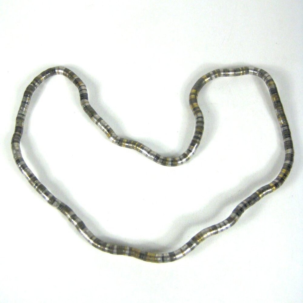 Tricolor Metal Necklace Flex Mixed Metal Coil Bendable Moldable Vintage 34 in